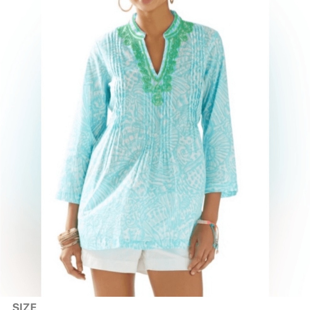 LILLY PULITZER | Aqua and Green Top